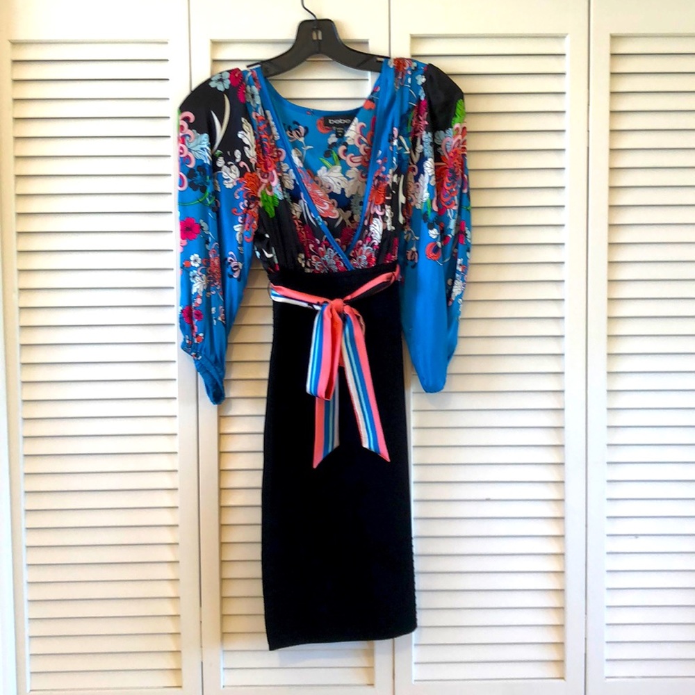 Bebe Colorful Stretch Mini Dress Bodycon Cocktail Size Medium M